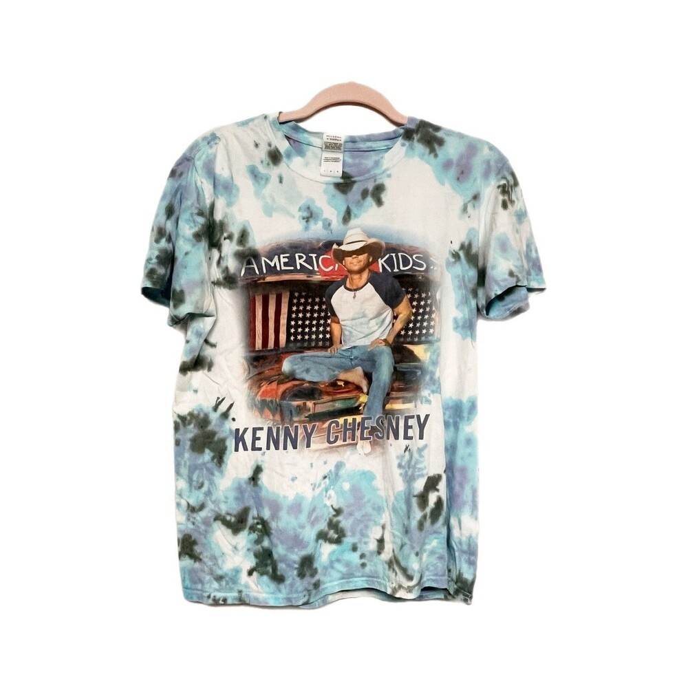 Kenny Chesney "american kids" Graphic Concert Tee Womens Size L Tie Dye Country